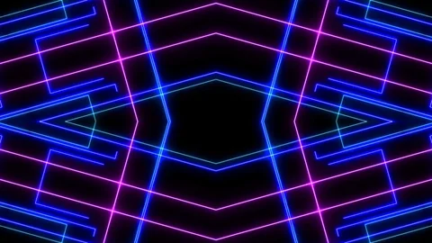 Abstract light neon frame on black background. laser show looped animation Stock Footage 124219033