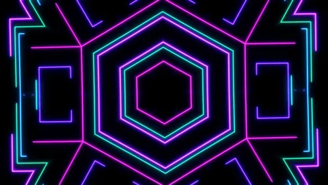 Abstract light neon frame on black background. laser show looped animation Stock Footage 124219214