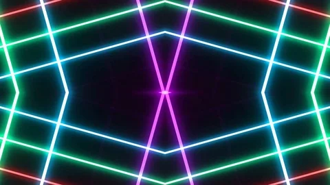 Abstract light neon frame on black background. laser show looped animation . Stock Footage 124219439
