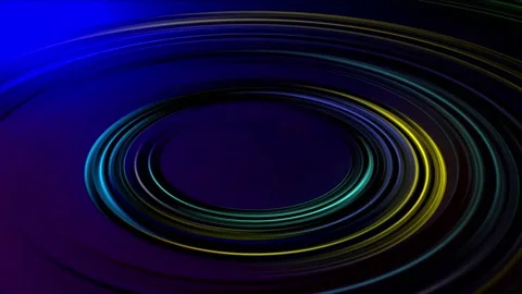 Abstract light neon frame on black background. 3d render of circle spiral Video stock 291629472