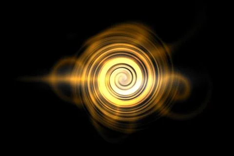 Abstract light orange circle spin with fire effect on black background Stock Illustration