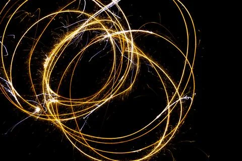 Abstract light painting using crackers with long exposure Stock Photos
