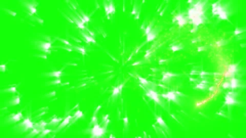 Abstract light particles exploding against a vibrant green screen background Stock Footage 338424265