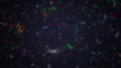 Abstract Light Particles Floating Multicolored Layers on Dark Background Stock Footage 301319328