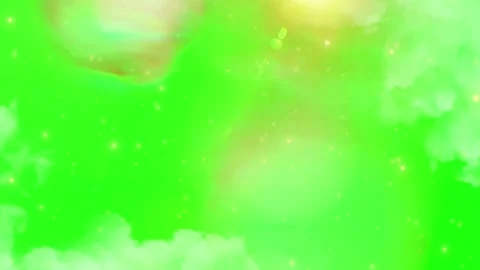 Abstract light particles on green screen. Glowing bokeh stars with soft clouds Stock Footage 339755601