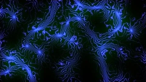 Abstract Light Pattern of Blue Neural Network on Black Background Stock-Illustration