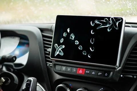 Abstract light pattern on car dashboard infotainment screen Stock Photos