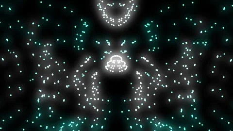 Abstract Light Pattern: Kaleidoscopic Teal and White Glimmering Dots on Bla.. Stock Footage 303746120
