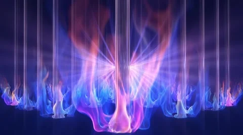 Abstract light pillars with blue and orange flames Stock Footage 331460021