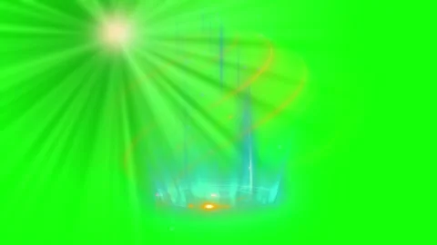 Abstract light rays and glowing particles on a vibrant green screen background Stock Footage 344365903
