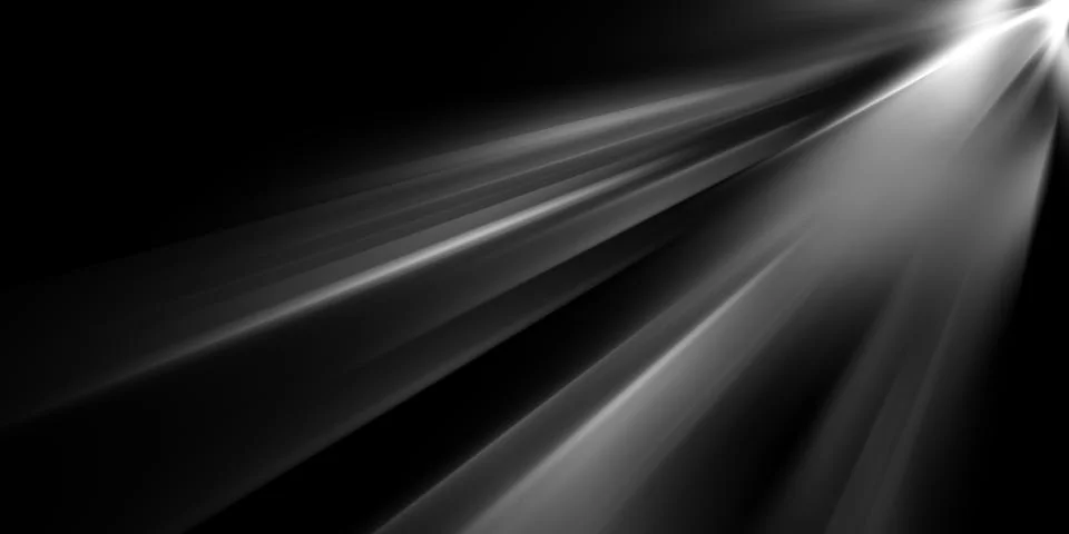 Abstract light rays in a black background, with a diagonal white light ray 스톡 일러스트