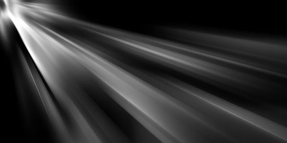 Abstract light rays in a black background, with a diagonal white light ray Stock Illustration