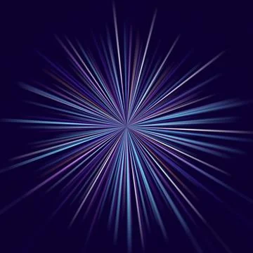 Abstract light rays radiating from a central point with a dark background Stock Illustration