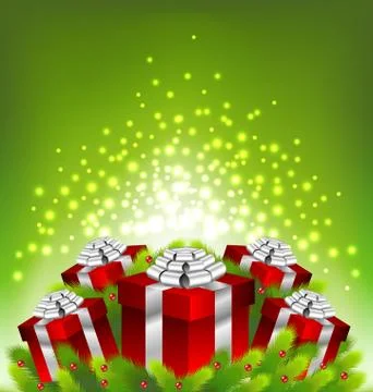 Abstract light on red gift box for Christmas Stock Illustration