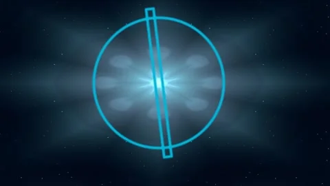 Abstract Light Ring Scene with Slashed Beam in Dark Sky Stock Footage 327600527