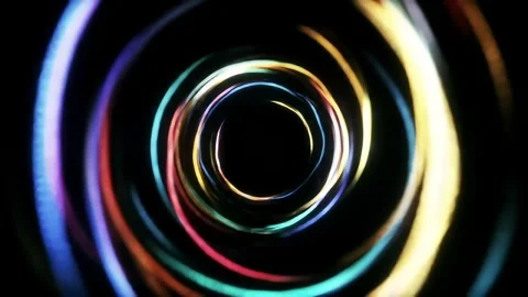 Abstract Light Rings Rotating Around Tunnel Animated Background Stock Footage 313348706