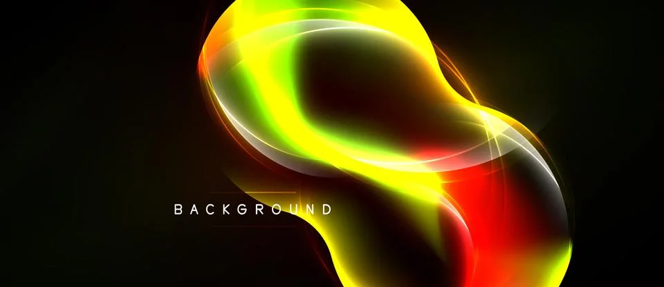 Abstract light shapes blend, creating vibrant energy. Yellows, reds, greens Stock Illustration