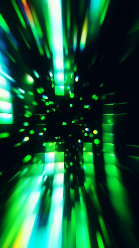 Abstract light show featuring bright green and blue glowing blocks Stock Footage 328608093