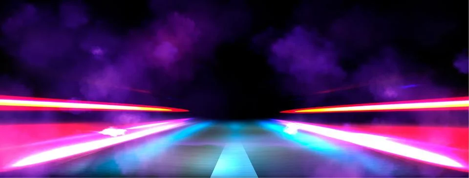 Abstract light speed effect along road perspective Stock Illustration