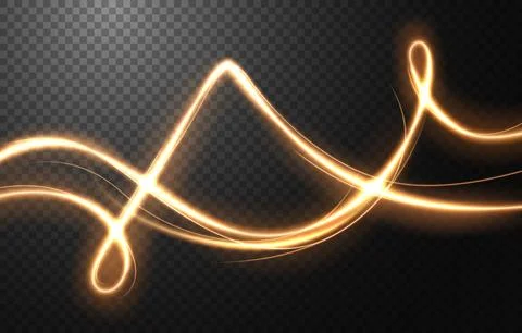 Abstract Light Speed Motion Effect, Gold Light Trail, Vector Illustration 스톡 일러스트