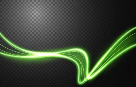 Abstract Light Speed Motion Effect, Green Light Trail, Vector Illustration Illustrazione stock