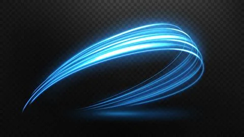 Abstract Light Speed Motion Effect, Blue Light Trail, Vector Illustration Stock Illustration