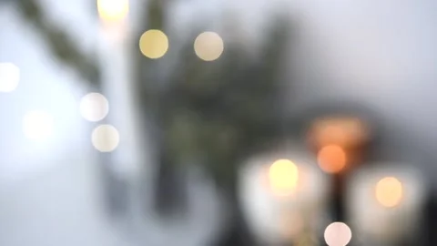 Abstract light spots, defocused burnin candles Stock Footage 87224071