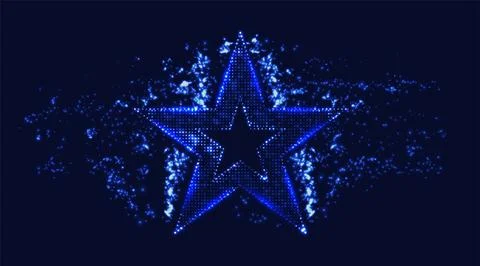 Abstract light star formed from particles. Star symbol filled with glowing dots Stock Illustration