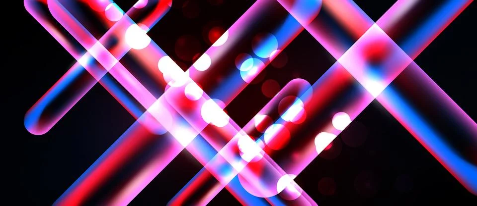 Abstract light streaks intersect, creating vibrant patterns. Colors blend, Stock Illustration