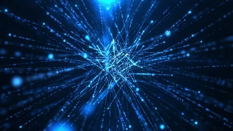 Abstract light streaks of particles. Big data digital neon lines. High tech 動画素材 278225907