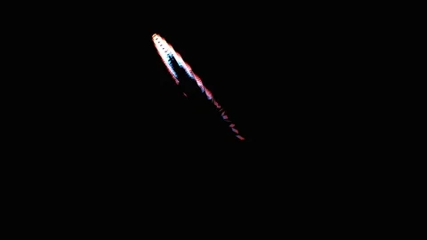 Abstract Light Streaks Rotating and Expanding in Darkness with Subtle Color.. Video stock 343482201