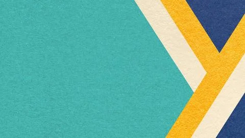 Abstract light teal textured paper background with cream, yellow, blue geom.. Stock Illustration