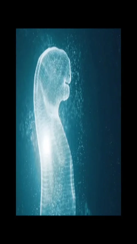 Abstract light trail flowing upward in dark space. Glowing energy stream Stock Footage 339778207