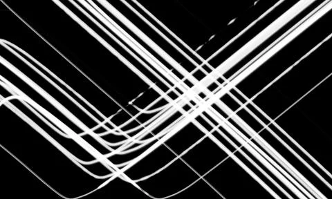 Abstract light trails on black background. Dynamic motion lines for modern .. イラスト素材