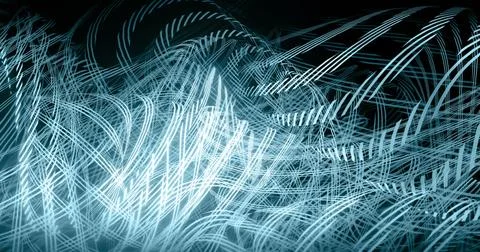 Abstract light trails creating dynamic, swirling patterns in dark background Stock Photos