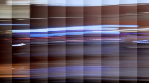 Abstract light trails driving in the city at night Stock Footage 319043601