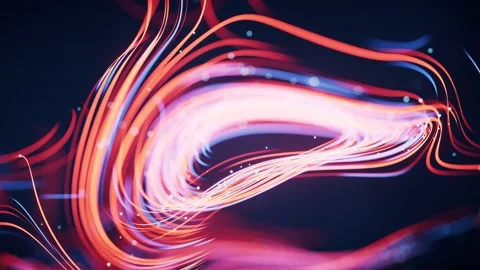 Abstract light trails flow dynamically in dark digital background animation Video stock 327517300