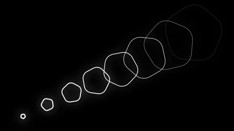 Abstract light trails forming expanding geometric shapes on a dark background Stock Footage 328457888