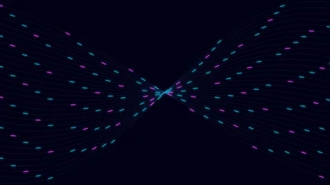 Abstract light trails forming a symmetrical pattern against dark background Video stock 335118293