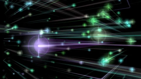 Abstract Light Trails with Glowing Particles Against a Dark Background Stock Footage 295036093
