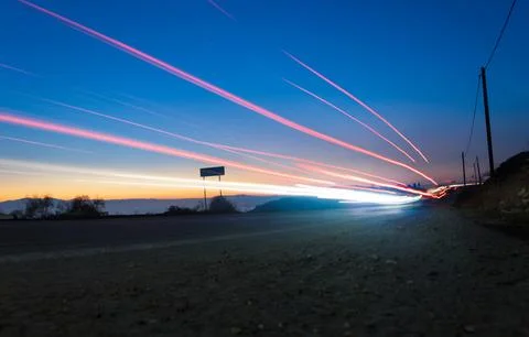Abstract light trails, long exposure Stock Photos