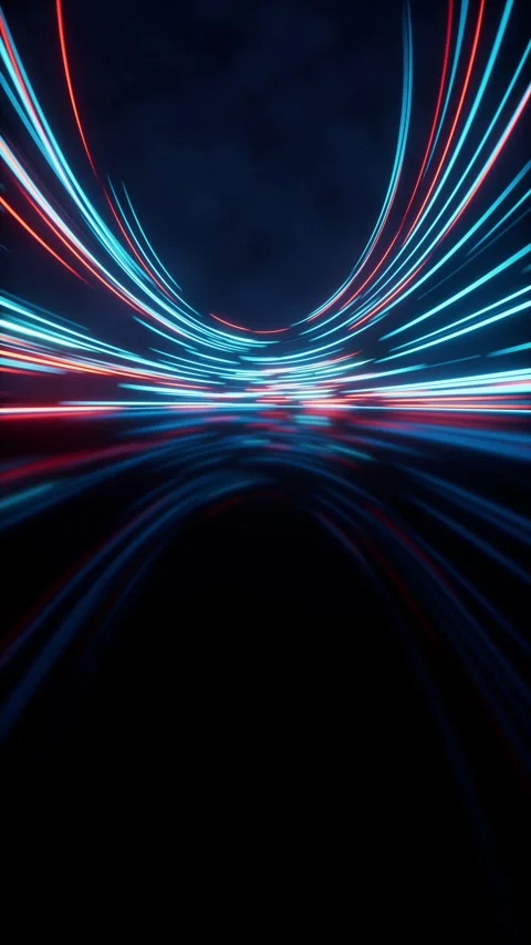 Abstract light trails moving fast through dark futuristic tunnel motion 스톡 동영상 327249616