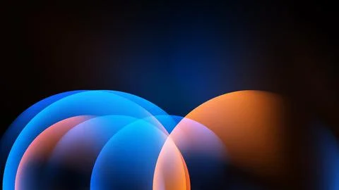 Abstract light trails, vibrant blues, oranges blend. Dark background creates Stock Illustration