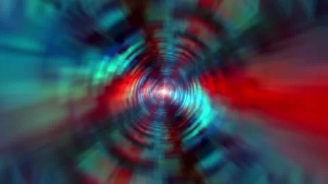 Abstract light trails with vibrant red and blue neon glow. Dynamic motion blur e Vídeo Stock 334271522