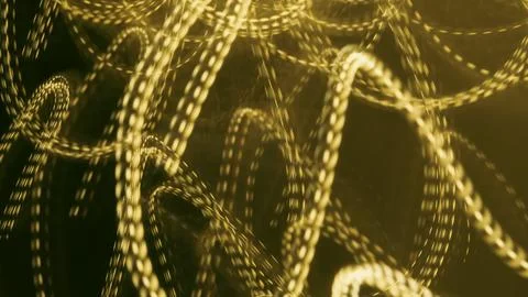 Abstract light trails in yellow and gold tones on dark background Stock Photos