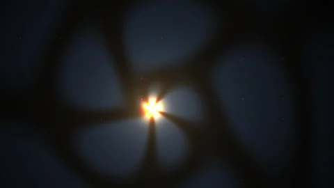Abstract light tunnel effect with rotating dark geometric shapes and glowin.. Stock Footage 341807066