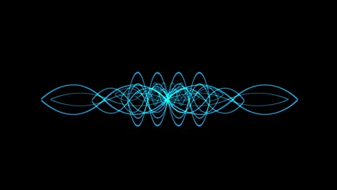 Abstract light waveforms oscillating on black background Stock Footage 344271175