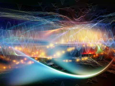 Abstract Light Waves and Glowing Data Spectrum Background 스톡 일러스트