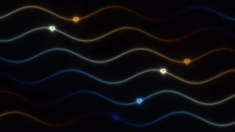 Abstract light waves with glowing shapes in dark background Stock Footage 338194951