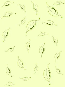 Abstract light yellow background with green leaves. Stock Illustration